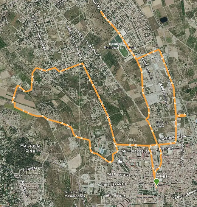 Recorrido de la Media maratón 2025 de Moncada