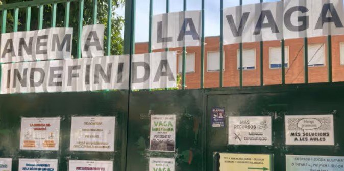 Vaga indefinida en els col·legis públics de Moncada aquest dilluns 11 de maig